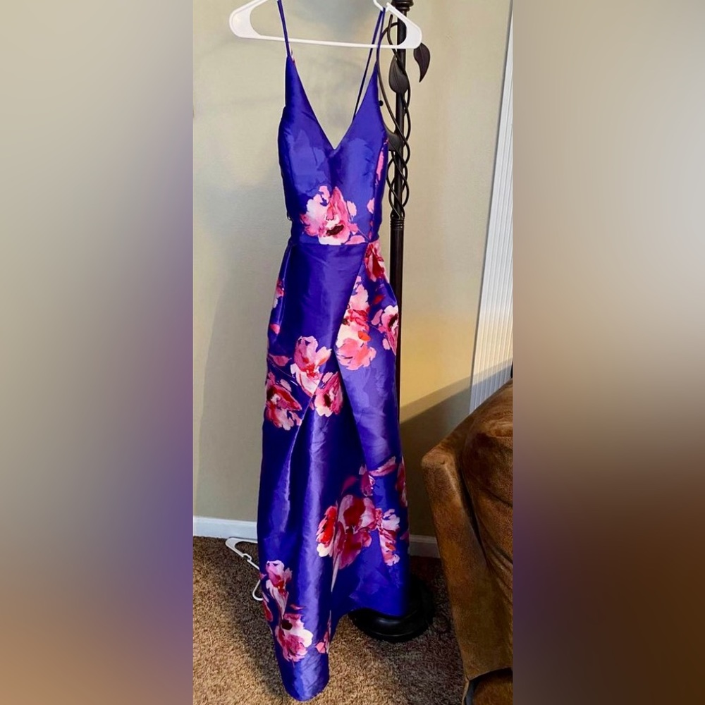 Byxby blue prom dress with pink flowers